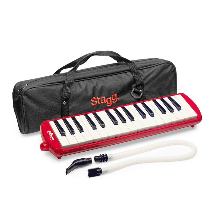 Stagg rød plastik Melodica med 32 tangenter og sort/rød taske