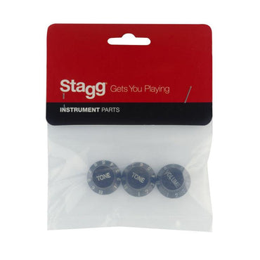Stagg volume og 2 x tone knapper til S type elektrisk guitar, sort med hvid skrift